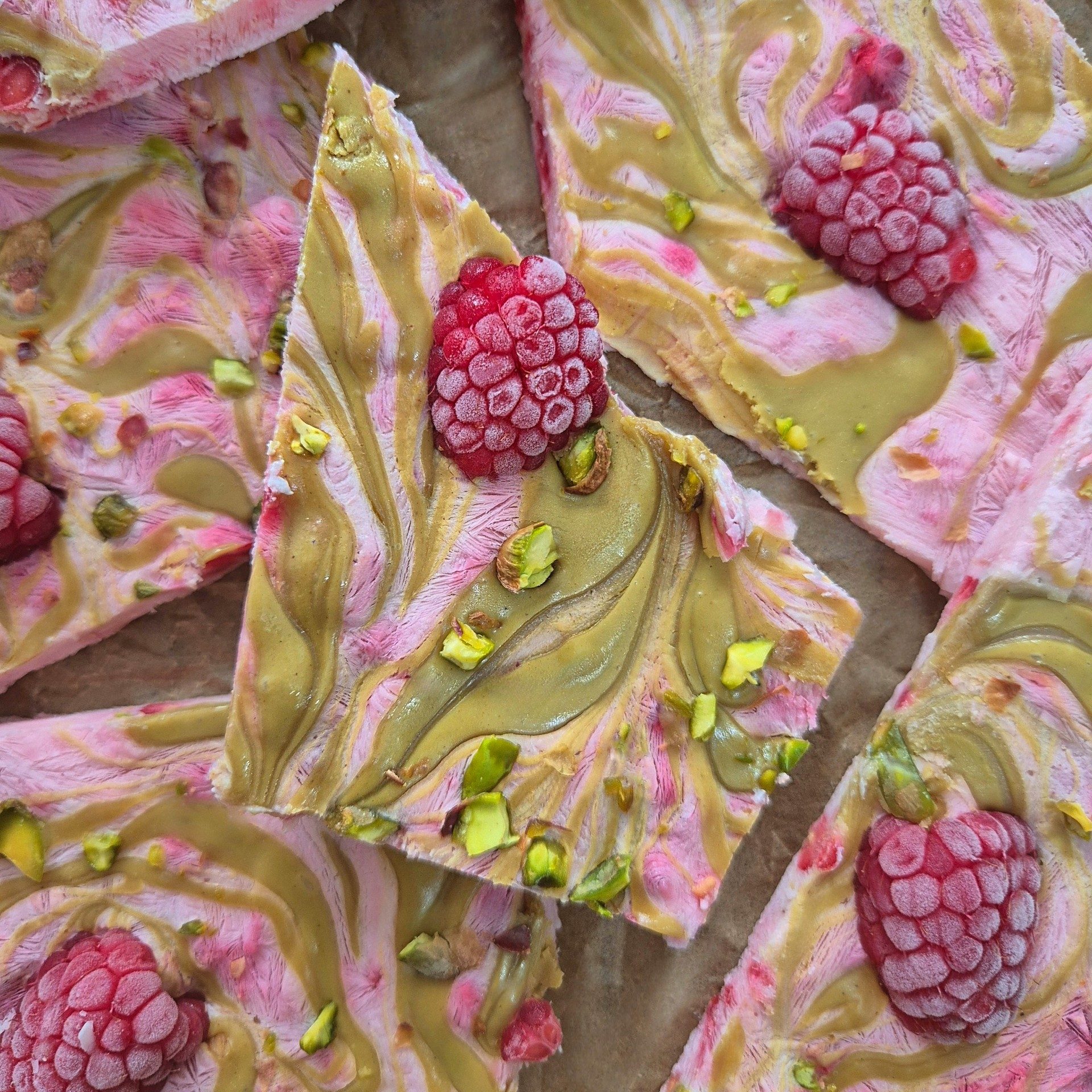 Raspberry and Pistachio Yogurt Bark