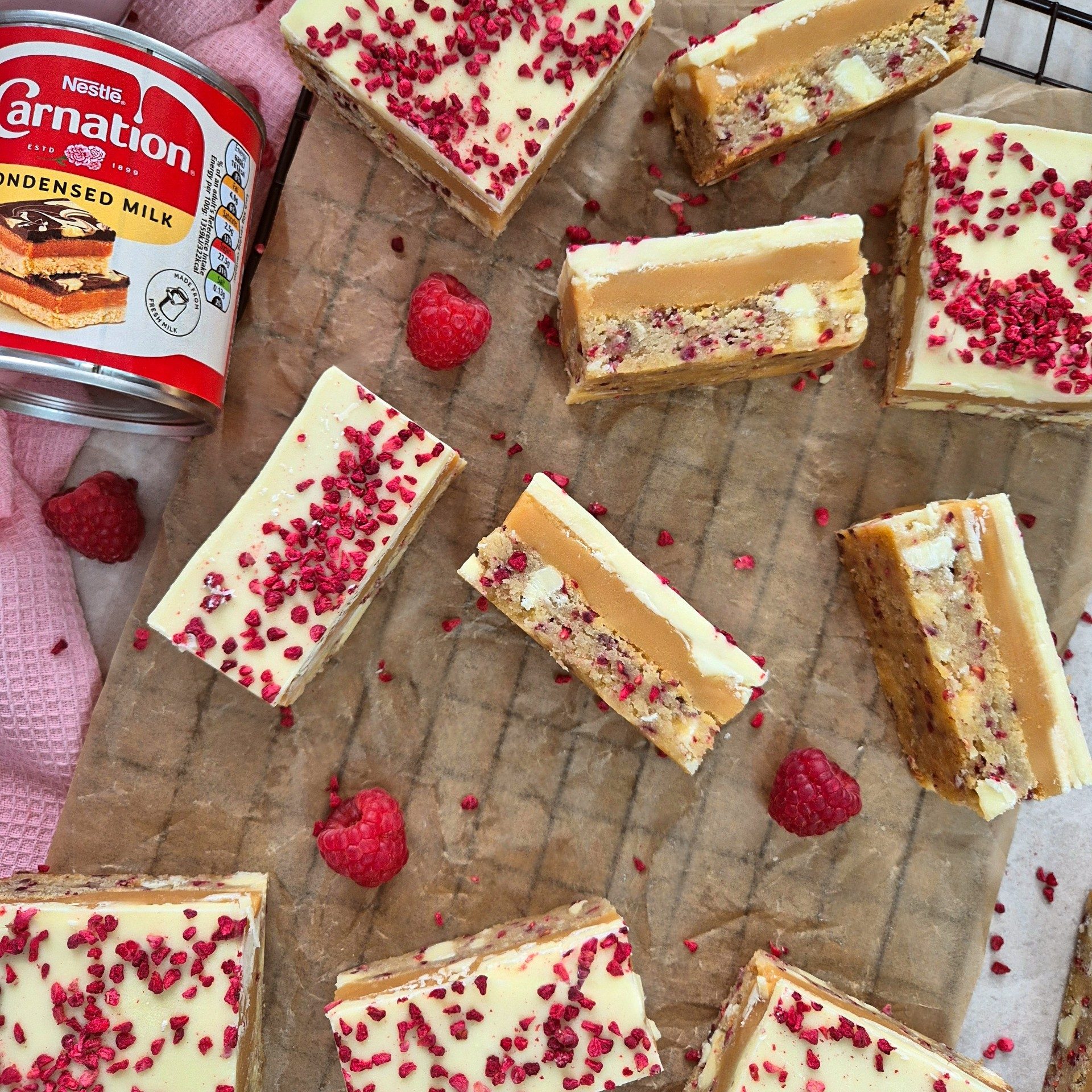 Raspberry Millionaire’s Cookie Bar